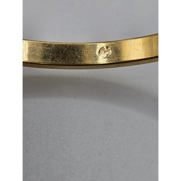 Swarovski Swan signed Crystal and Gold Tone Bangle .25" thick 18g 2.5" diameter - Picture 3 of 4